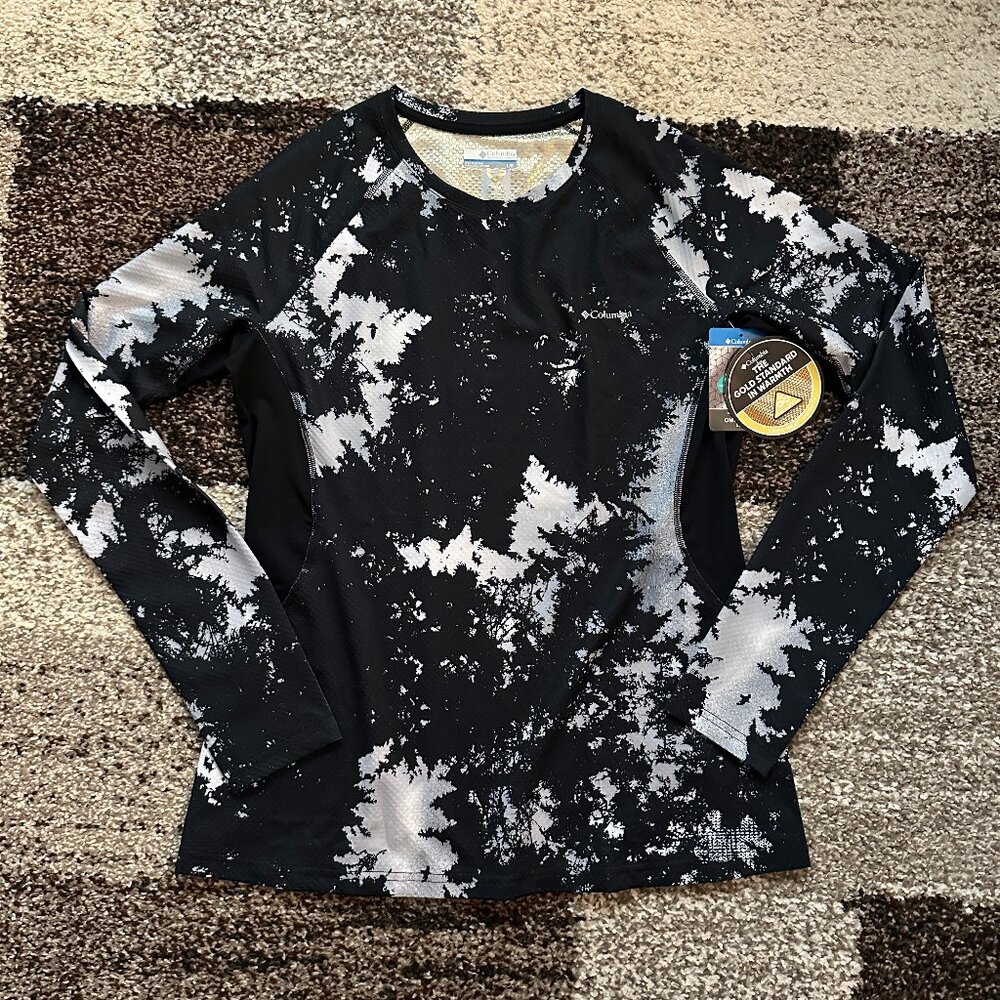 COLUMBIA (L) Women's Omni-Heat Infinity Baselayer Crew Black White Lookup Print